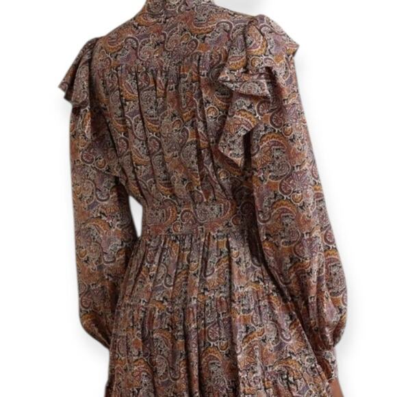 Ulla Johnson Whimsical Silk Reema Dress Goldenrod Paisley | Size 4 - Picture 7 of 16